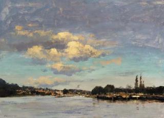 Edward Seago - Barges On The Seine Near Conflans Ste Honorine, Yvelines