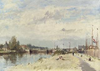 Edward Seago - By the Canal, Amsterdam