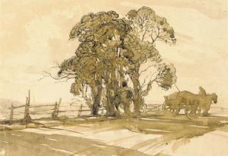 Edward Seago - Carthorse on a country Lane