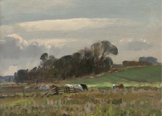 Edward Seago - Cattle By A Gate