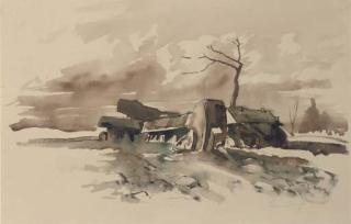 Edward Seago - Derelict Tanks Near Florence
