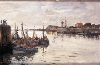 Edward Seago - Fishing Boats At Honfleur