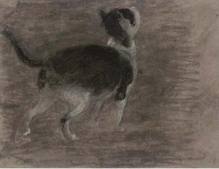 Edward Stott, A.R.A. - Black and white cat