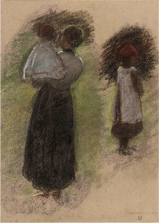 Edward Stott A.R.A. - Study of a woman and two children