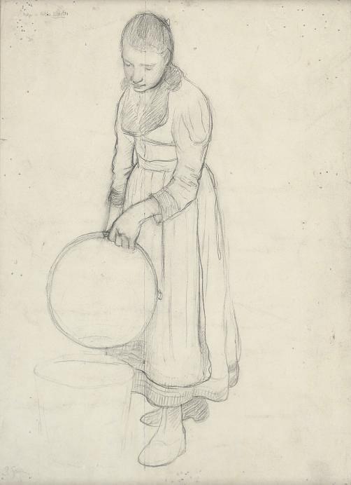 Edward Stott - Sketch of a woman emptying a pail