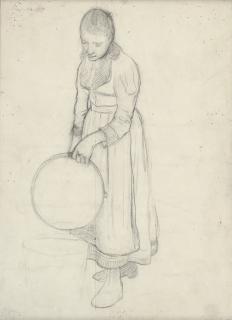 Edward Stott - Sketch of a woman emptying a pail