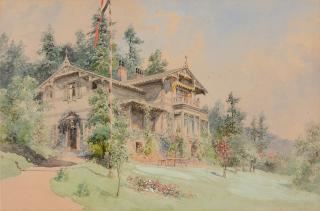 Edward Theodore Compton - Landsitz im Grünen, mit Efeu umrankter Pergola und