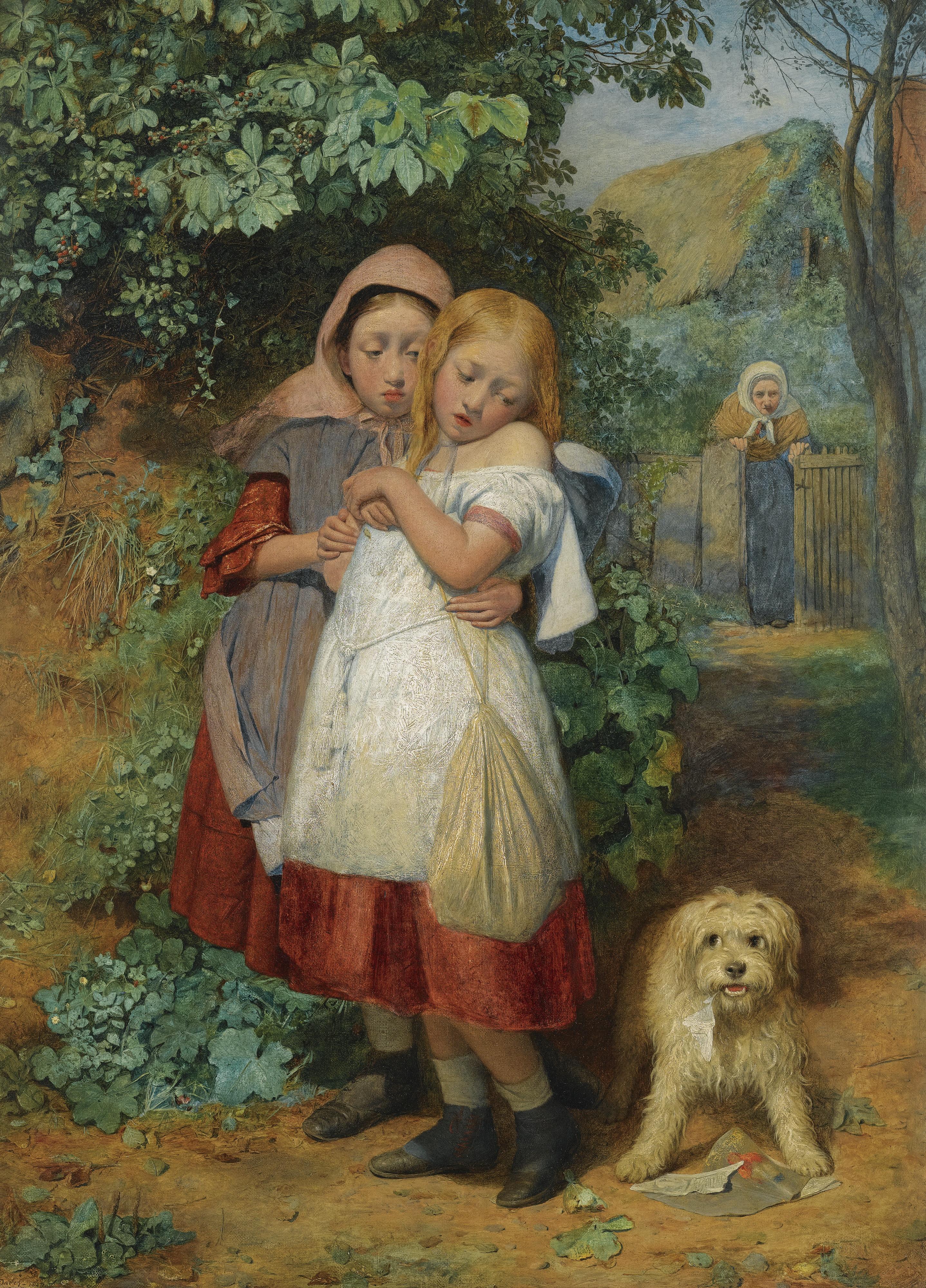 Edward Thompson Davis - Girls, Frightened By A Dog