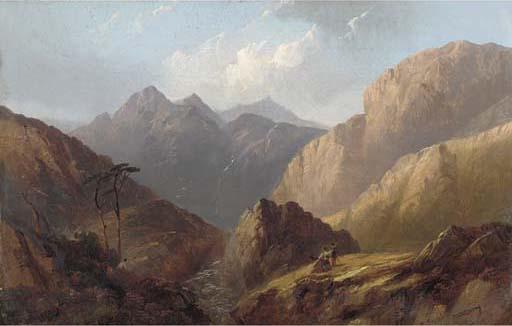 Edward Train - Figures in a Highland landscape