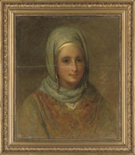 Edward Villiers Rippingille - Portrait of a lady, bust-length, in oriental dress