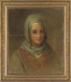 Edward Villiers Rippingille - Portrait of a lady, bust-length, in oriental dress
