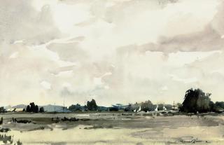 Edward Wesson, R.I., R.B.A., R.S.M.A. - The marshes near Acle, Norfolk