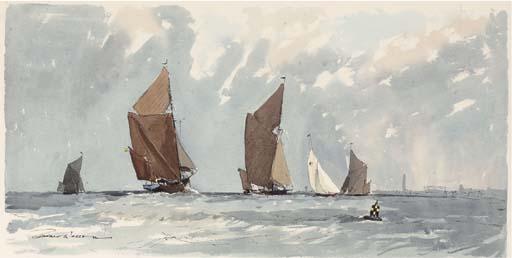 Edward Wesson - Thames barges racing on the estuary