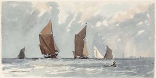 Edward Wesson - Thames barges racing on the estuary