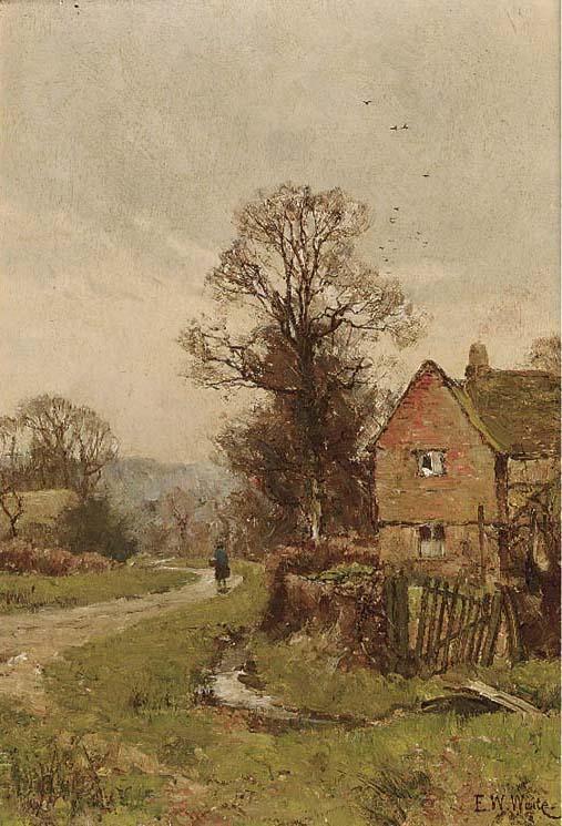 Edward Wilkins Waite, R.B.A. - A figure on a country lane