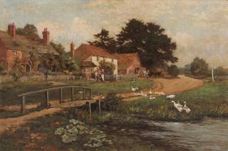 Edward Wilkins Waite, RBA - The duck pond