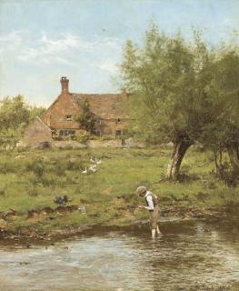 Edward Wilkins Waite - Catching sticklebacks