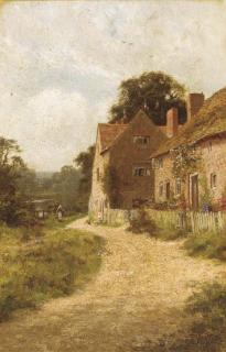Edward Wilkins Waite - Sunlit cottages