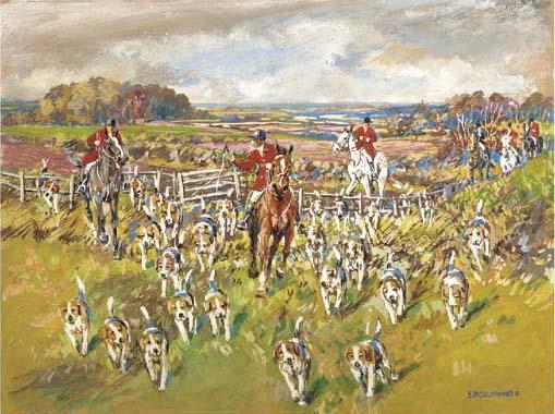 Edward William Aldworth - Over the fence; Gone to ground; Gone away; In the spinney; At the covert; and In full gallop