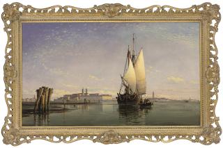 Edward William Cooke, R.A., F.R.S. - Evening on the lagoon, from L\'Isola San Servolo, Venice