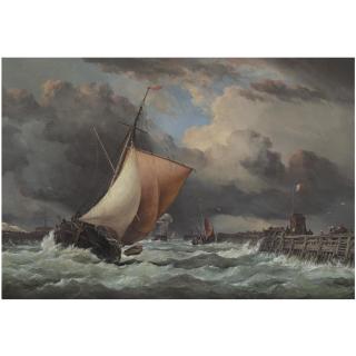 Edward William Cooke, R.A. - Calais Harbour, View Of Old Pier And Fort Rouge With Sloop Entering