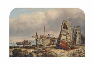 Edward William Cooke, R.A. - Fisherfolk On A Beach