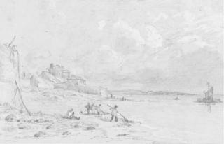 Edward William Cooke, R.A. - Harvesting the kelp on the foreshore at Newlyn