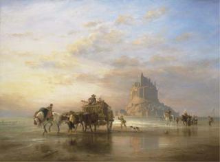 Edward William Cooke, R.A. - Mont St. Michel, Peasants returning to Pontorson on the Approach of the Tide