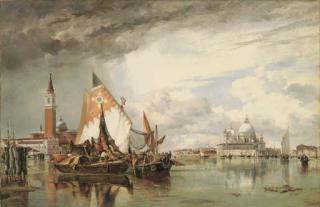 Edward William Cooke, R.A. - San Giorgio Maggiore and the Salute, Venice, with Fishing Craft of Chioggia and the Lagune