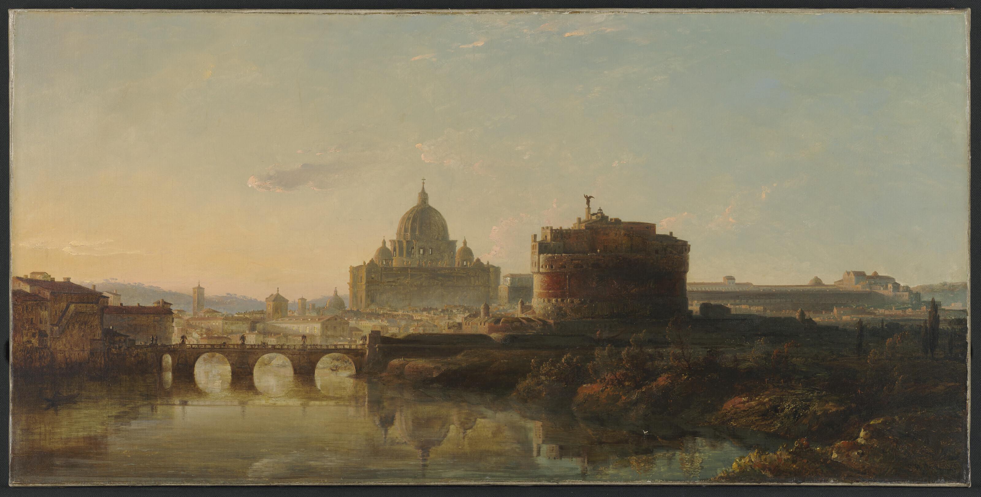Edward William Cooke, R.A. - ‘Thou hast the sunset’s glow, Rome, for thy dower, Flushing the cypress tree, Temple and tower’