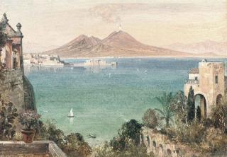 Edward William Cooke, R.A. - Vesuvius and Castel del Ovo, seen from Villa Cedroni, Posillippo