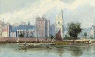 Edward William Cooke, R.A. - View of Lambeth Palace from the Thames, London