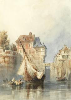 Edward William Cooke, RA - A Riverside Town