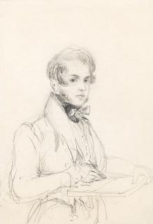 Edward William Cooke, RA - A self portrait of the artist holding a sketch book