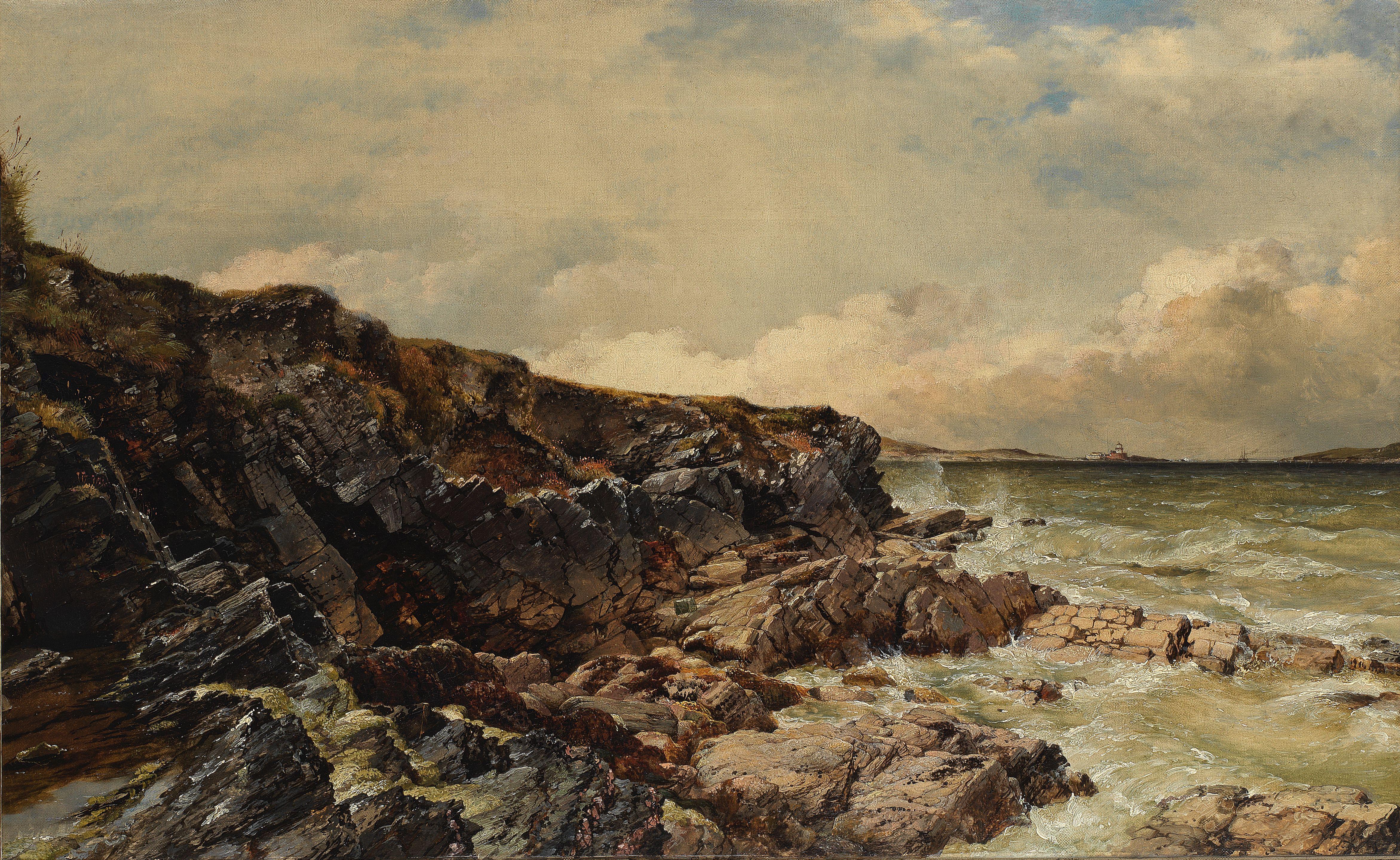 Edward William Cooke, RA - A view of Valentia Island, looking across from Knightstown to the lighthouse on the island