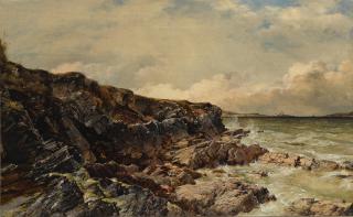 Edward William Cooke, RA - A view of Valentia Island, looking across from Knightstown to the lighthouse on the island
