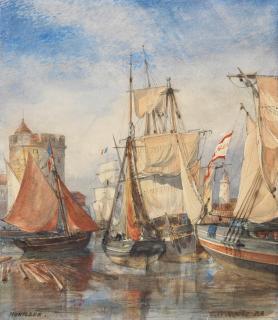 Edward William Cooke, RA - \'Drying sails, Honfleur\'