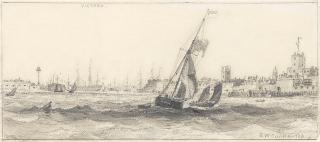 Edward William Cooke, RA - Portsmouth Harbour, a set of two 8 x 19cm (3 1/8 x 7 1/2in) and 7.3 x 17.1cm (2 7/8 x 6 3/4in). (2)