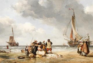 Edward William Cooke, RA - Selling Fish, Scheveling Beach