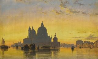 Edward William Cooke - British venice, Sunset Behind The Church Of Santa Maria Della Salute 