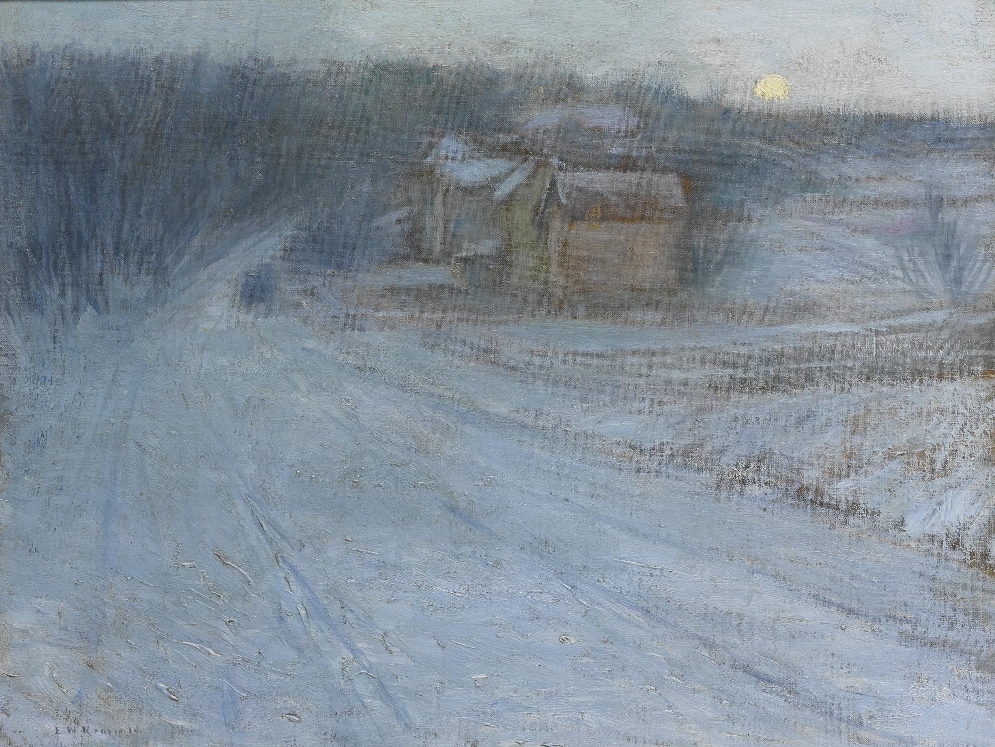 Edward Willis Redfield - Moon Rising Over Winter Landscape And Verdant Landscape: A Double-Sided Painting