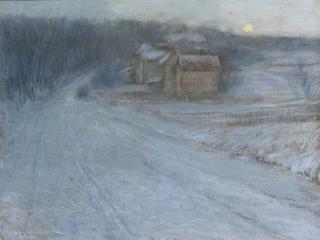 Edward Willis Redfield - Moon Rising Over Winter Landscape And Verdant Landscape: A Double-Sided Painting