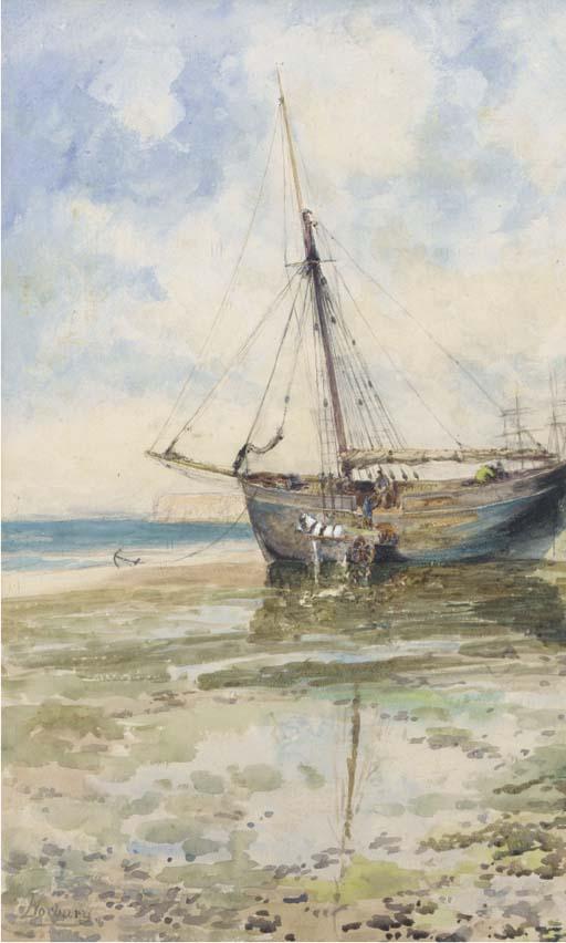 Edwin Arthur Norbury - Loading bricks; and A schooner at low tide