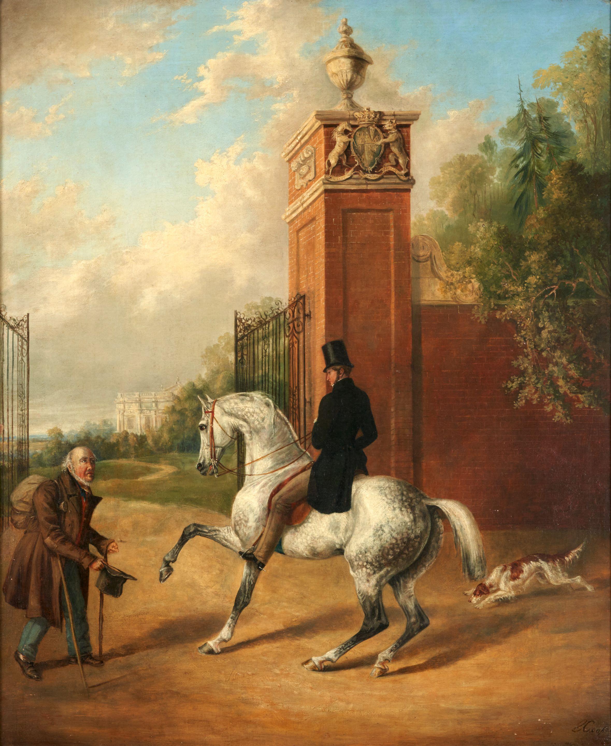 Edwin Cooper - Henry Thomas, Third Earl of Chichester, Entering the Gate at Stanmer, Lewes, Sussex framed 94.5 x 82.0 x 7.0 cm (37 3/16 x 32 5/16 x 2 3/4 in).