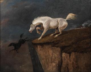Edwin Cooper - Horses escaping a cliff top battle