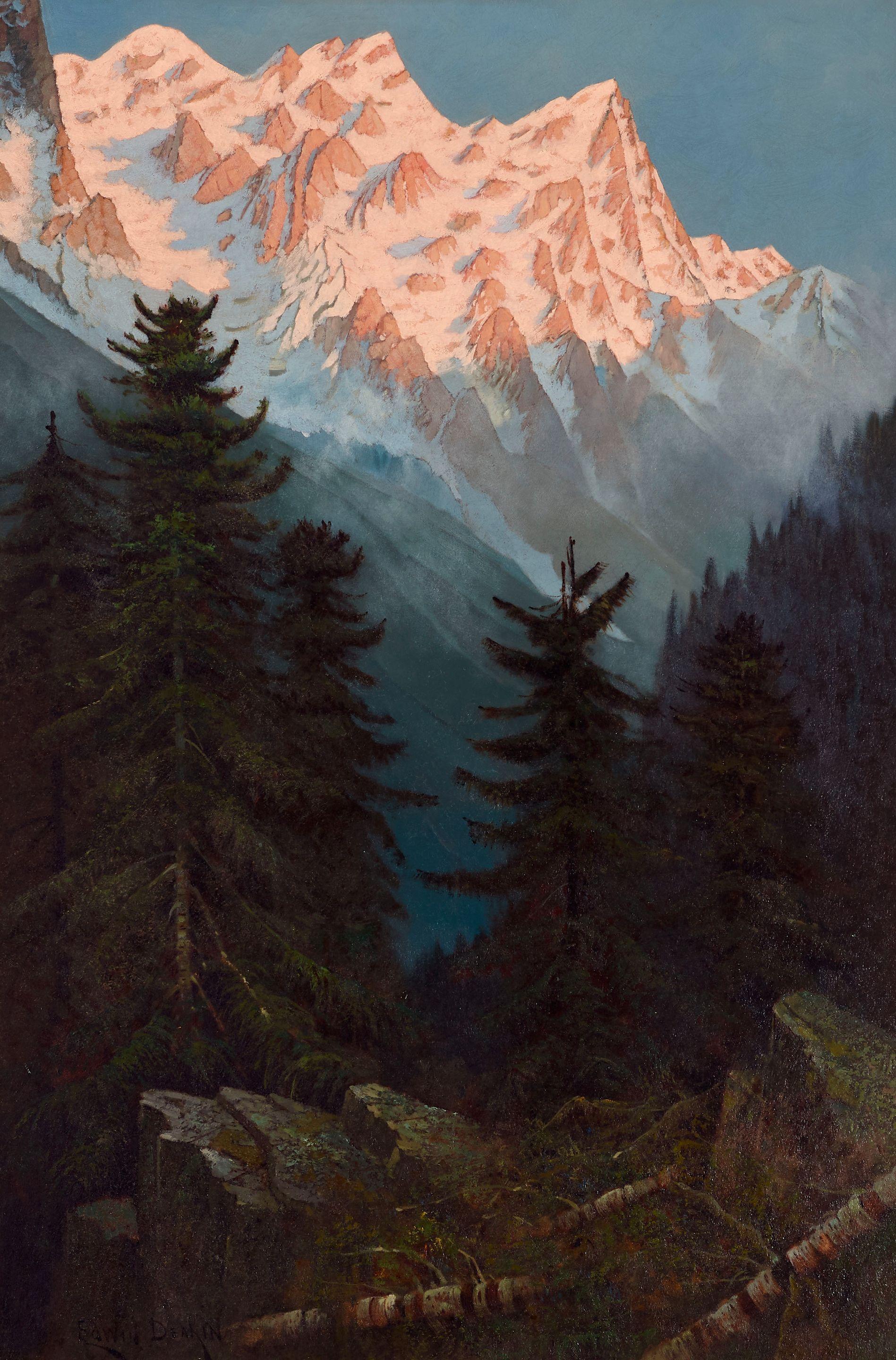 Edwin Deakin - Castle Crags, Snowcapped Mountains