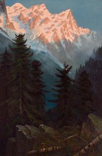 Edwin Deakin - Castle Crags, Snowcapped Mountains
