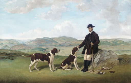 Edwin Frederick Holt - A huntsman with pointers on a moor