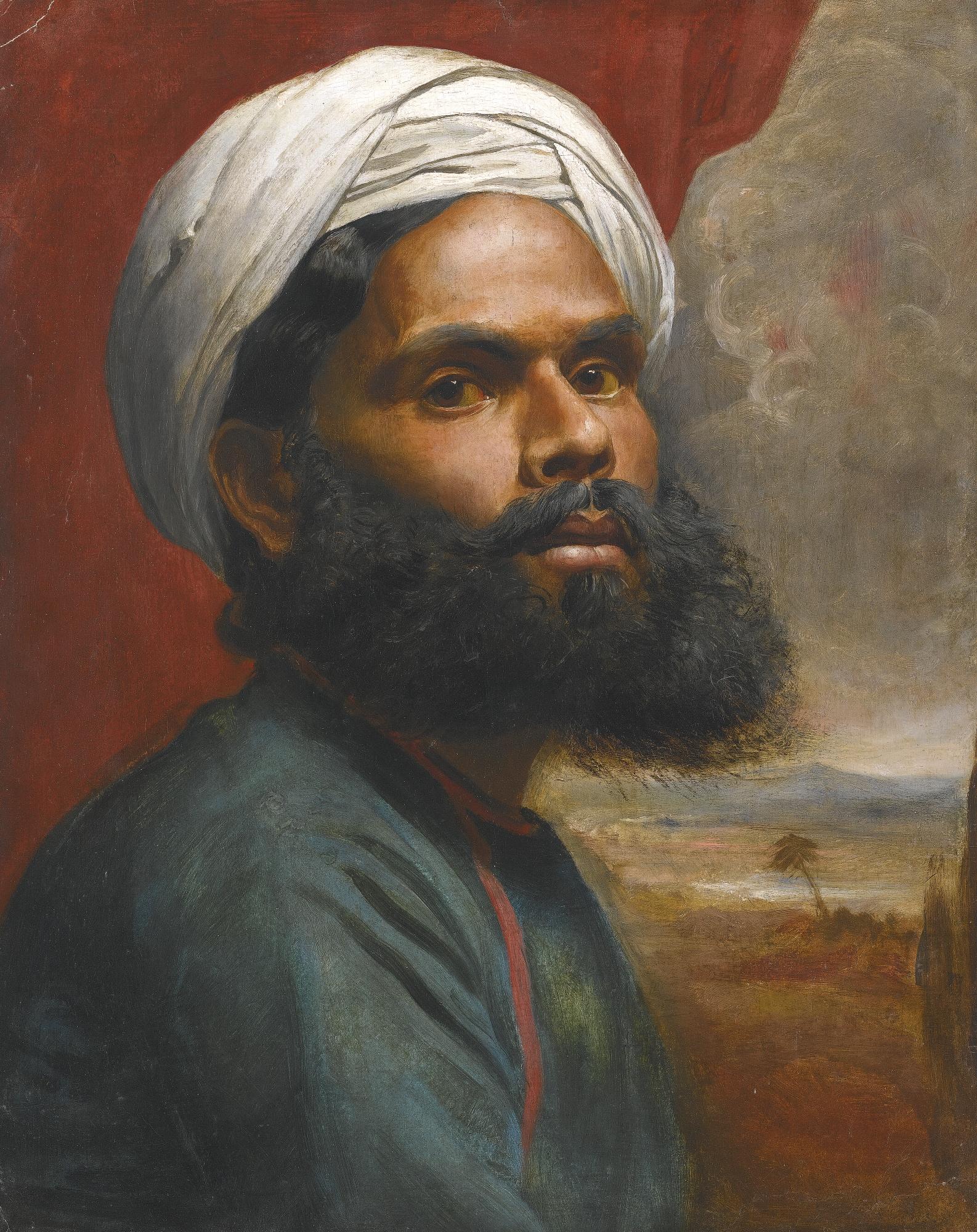 Edwin Frederick Holt - Portrait Of An Indian Sardar