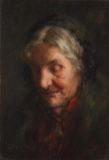 Edwin Harris, RBSA - Portrait of an elderly woman